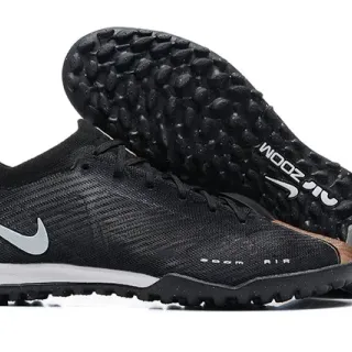 Nike Black Silver Knit Upper Outsole Turf Soccer Shoes