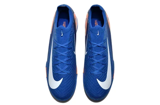 Nike Blue Orange Knit Upper Dynamic Fit Collar Indoor Soccer Shoes 2