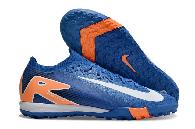 Nike Blue Orange Knit Upper Dynamic Fit Collar Indoor Soccer Shoes 4