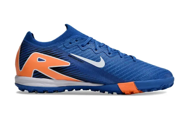 Nike Blue Orange Knit Upper Dynamic Fit Collar Indoor Soccer Shoes 6