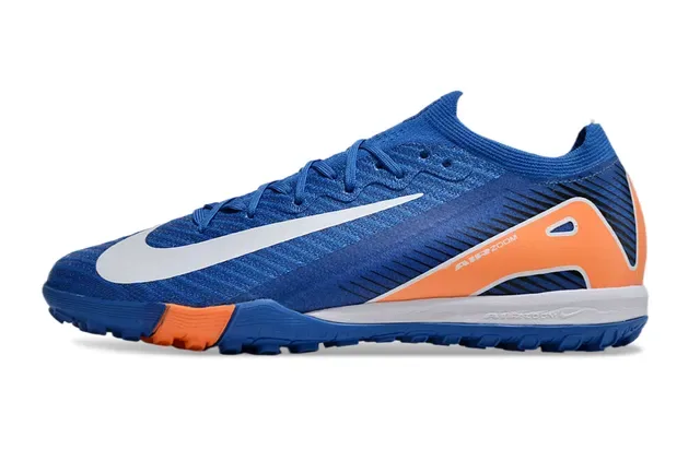 Nike Blue Orange Knit Upper Dynamic Fit Collar Indoor Soccer Shoes 7