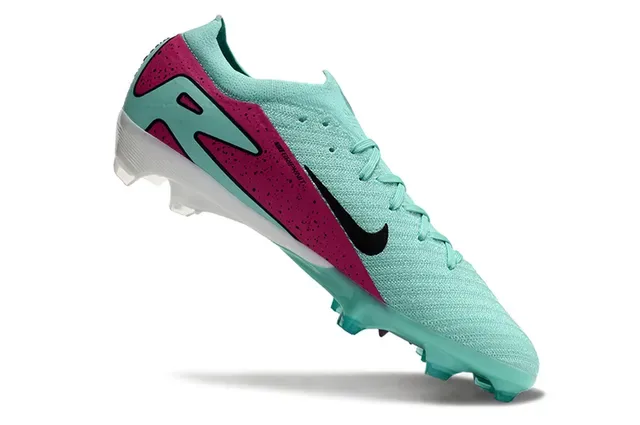 Nike Blue Pink Knit Upper Asymmetrical Magenta Overlay Firm-Ground Soccer Shoes 4
