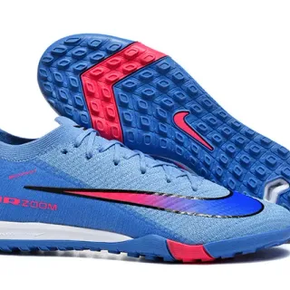 Nike Blue Pink Knit Upper Low-Cut Collar Turf Soccer Shoes