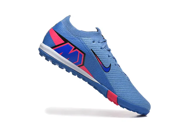 Nike Blue Pink Knit Upper Low-Cut Collar Turf Soccer Shoes 3
