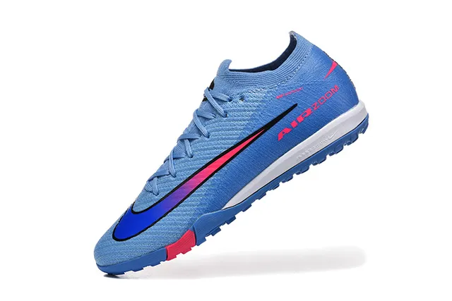 Nike Blue Pink Knit Upper Low-Cut Collar Turf Soccer Shoes 4