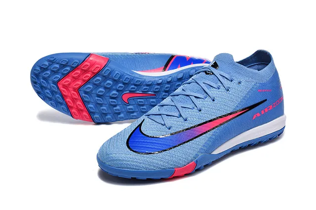 Nike Blue Pink Knit Upper Low-Cut Collar Turf Soccer Shoes 6