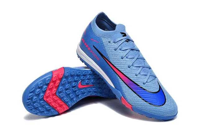 Nike Blue Pink Knit Upper Low-Cut Collar Turf Soccer Shoes 7