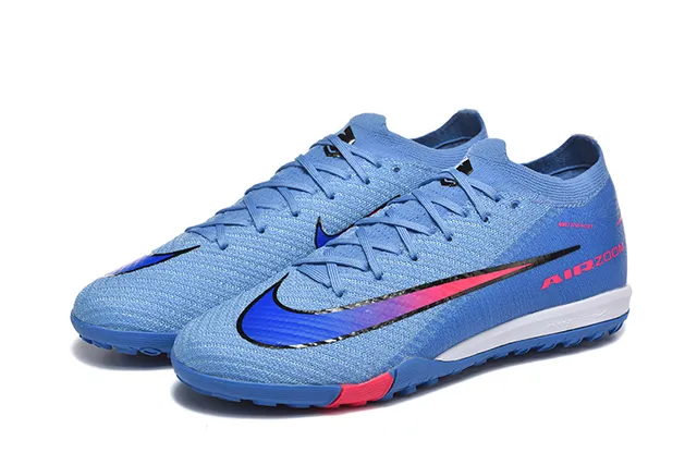 Nike Blue Pink Knit Upper Low-Cut Collar Turf Soccer Shoes 8