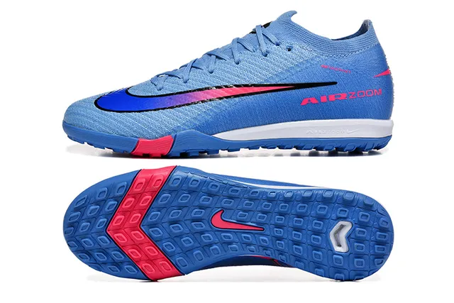 Nike Blue Pink Knit Upper Low-Cut Collar Turf Soccer Shoes 9