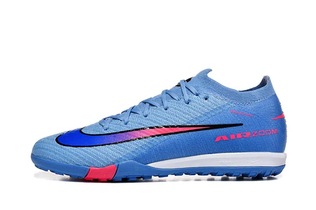 Nike Blue Pink Knit Upper Low-Cut Collar Turf Soccer Shoes 10