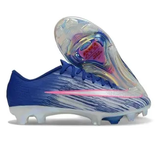 Nike Blue Pink Low-Cut Knit Upper Iridescent Translucent Sole Firm-Ground Soccer Shoes