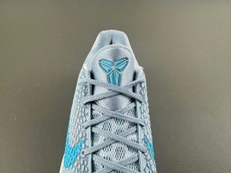 Nike Blue White Engineered Knit Upper Cyan Swoosh Accent Basketball Shoes 6