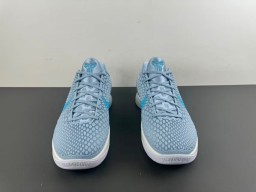 Nike Blue White Engineered Knit Upper Cyan Swoosh Accent Basketball Shoes 12