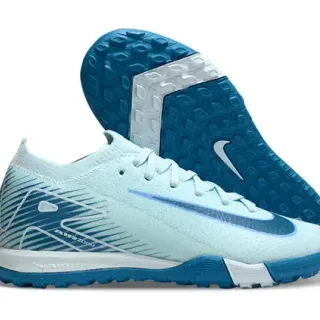 Nike Blue White Knit Upper Low-Cut Silhouette Indoor Soccer Shoes