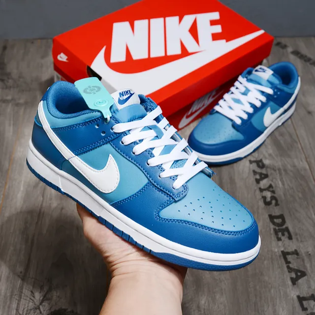 Nike Blue White Low-Top Leather Upper Lifestyle Sneakers 2