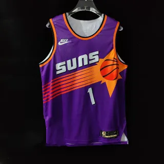 Nike Booker Classic Purple Orange Mesh Construction Swingman Cut Jersey