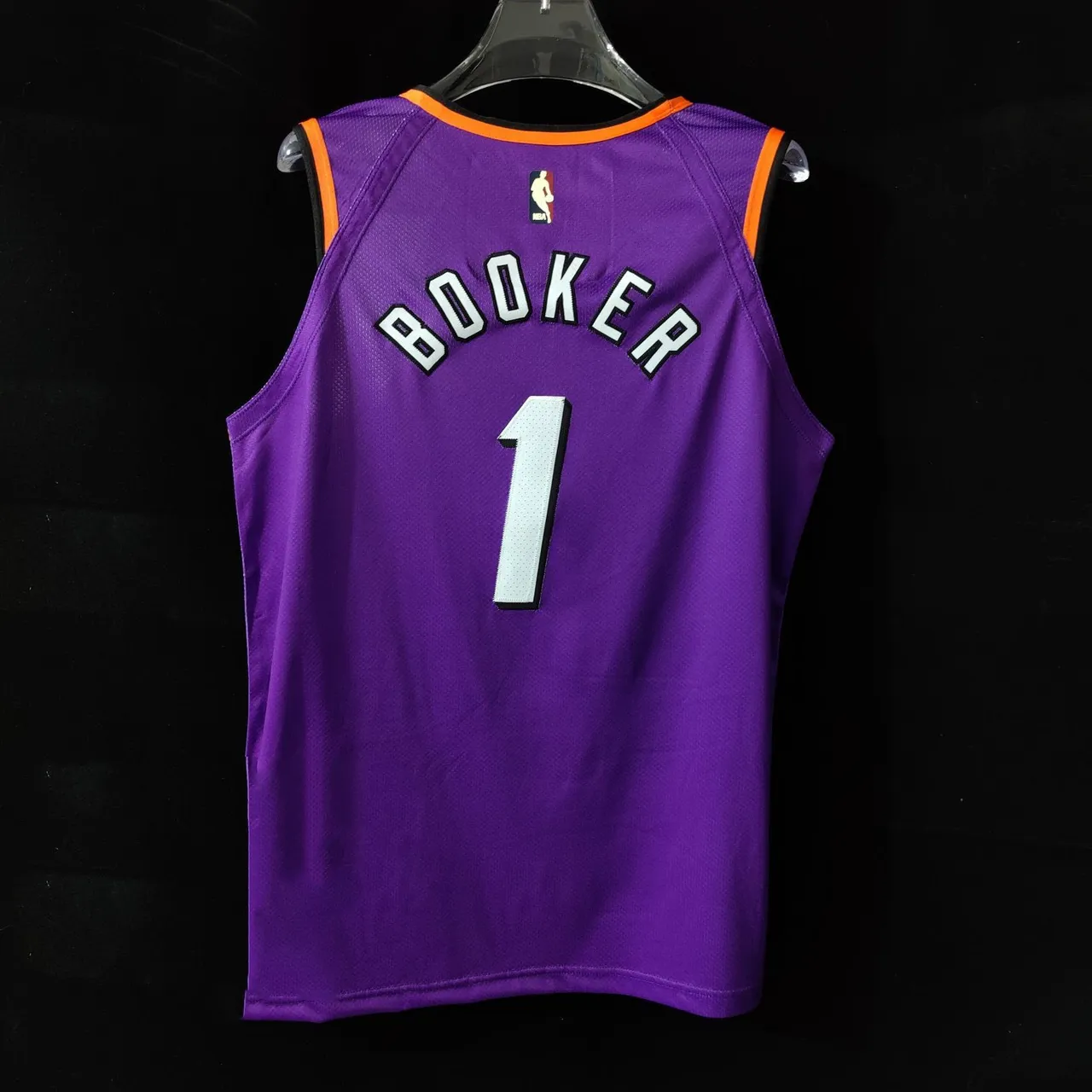 Nike Booker Classic Purple Orange Mesh Construction Swingman Cut Jersey 2