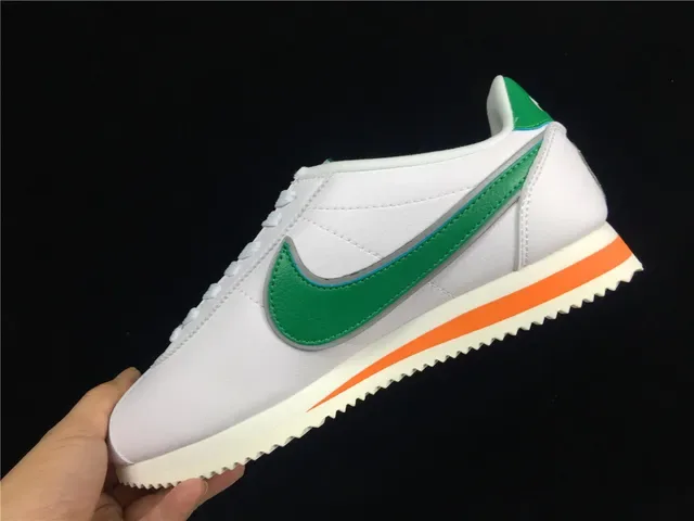Nike Cortez White Green Orange Lifestyle Sneakers 4