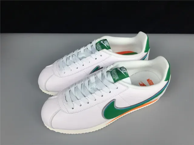 Nike Cortez White Green Orange Lifestyle Sneakers 19