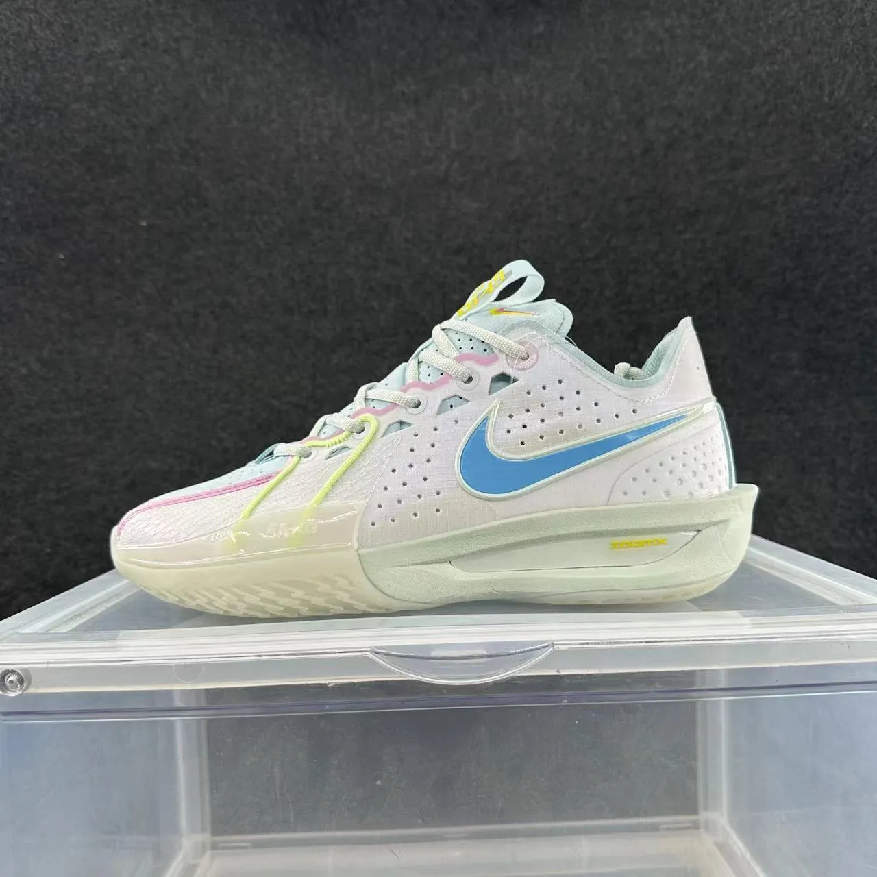 Nike Cosmic Unity 3 White Multicolor Perforated Knit Upper Pastel Accents Basketball Shoes 2