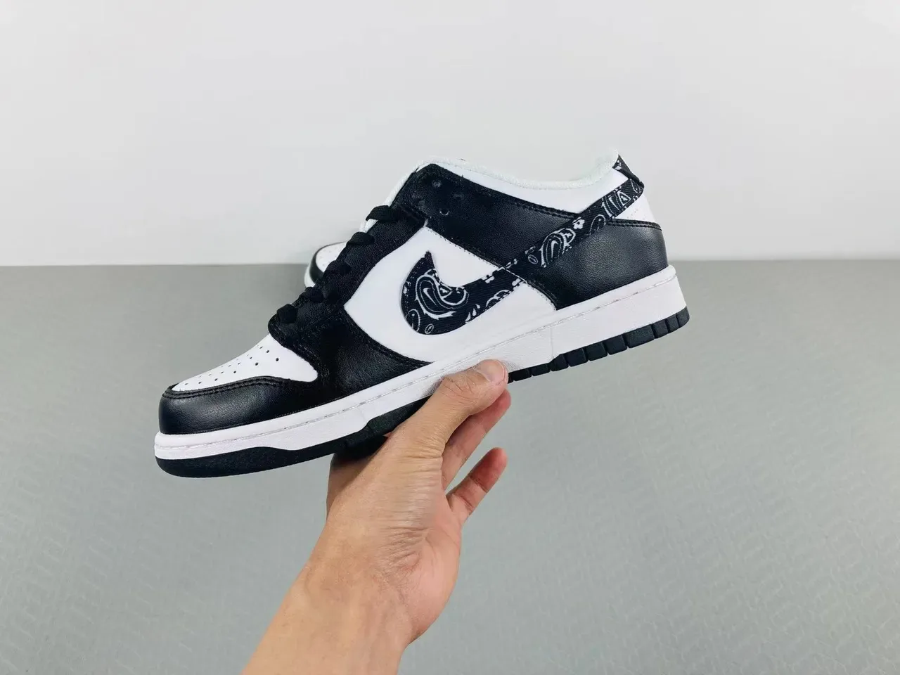 Nike Dunk Low Bandana Print Black White Lifestyle Sneakers 13