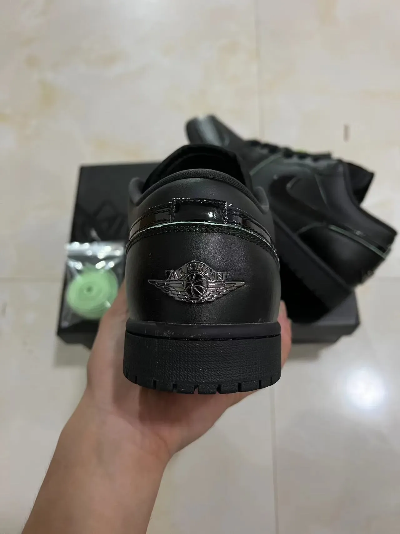 Nike Dunk Low Black Green Leather Upper Glossy Swoosh Overlay Lifestyle Sneakers 8