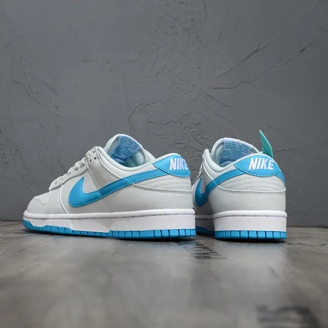 Nike Dunk Low Gray and Cyan Blue Lifestyle Sneakers 3