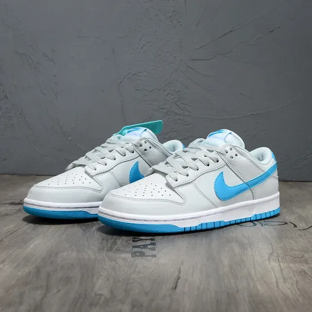 Nike Dunk Low Gray and Cyan Blue Lifestyle Sneakers 4