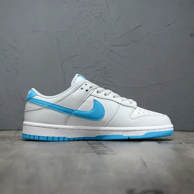 Nike Dunk Low Gray and Cyan Blue Lifestyle Sneakers 6