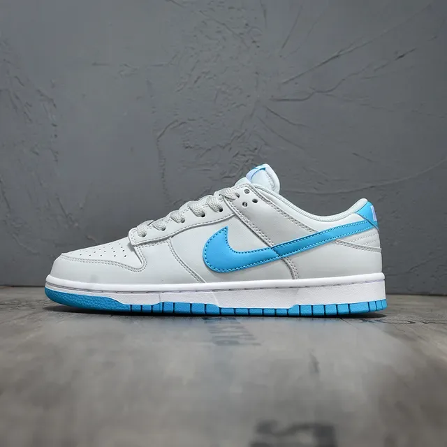 Nike Dunk Low Gray and Cyan Blue Lifestyle Sneakers 7