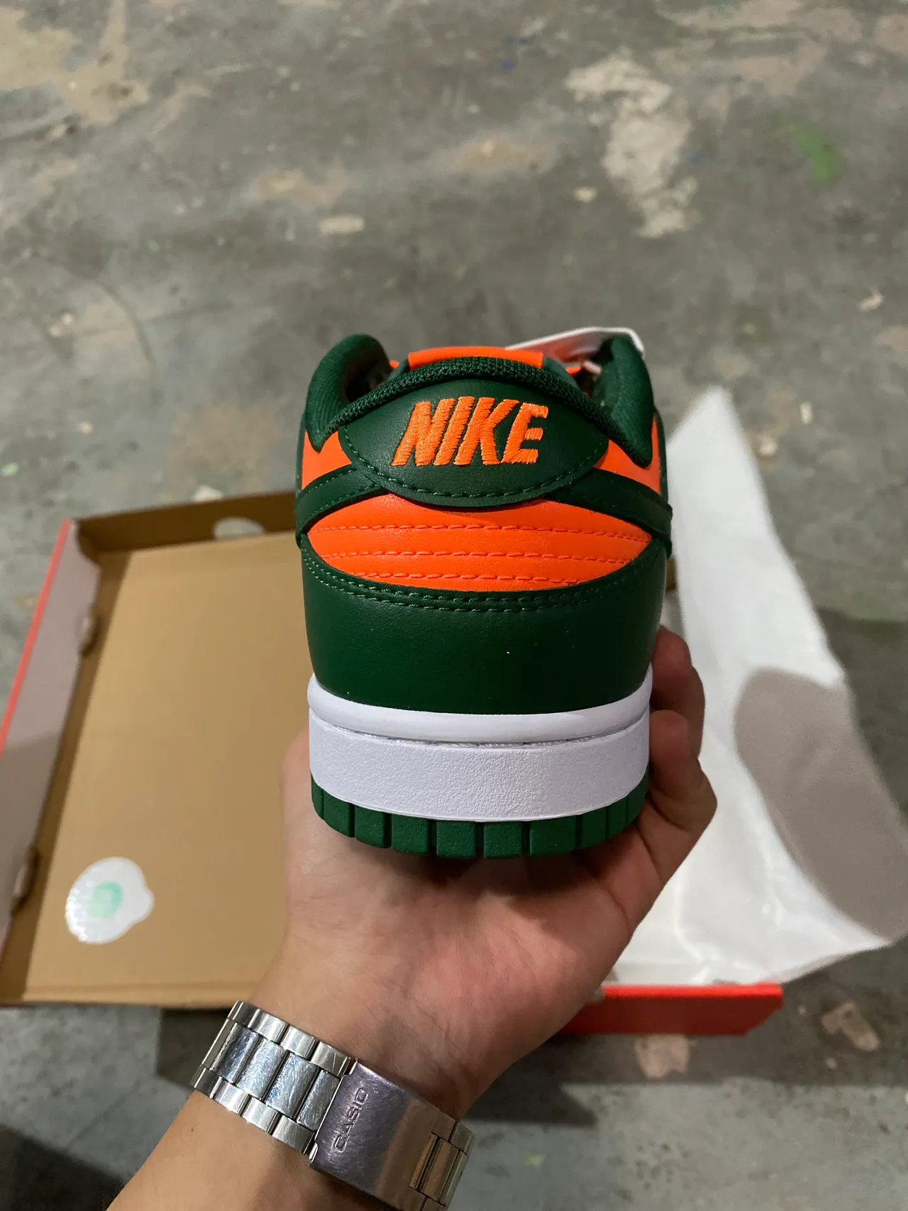 Nike Dunk Low Green Orange Lifestyle Sneakers 7