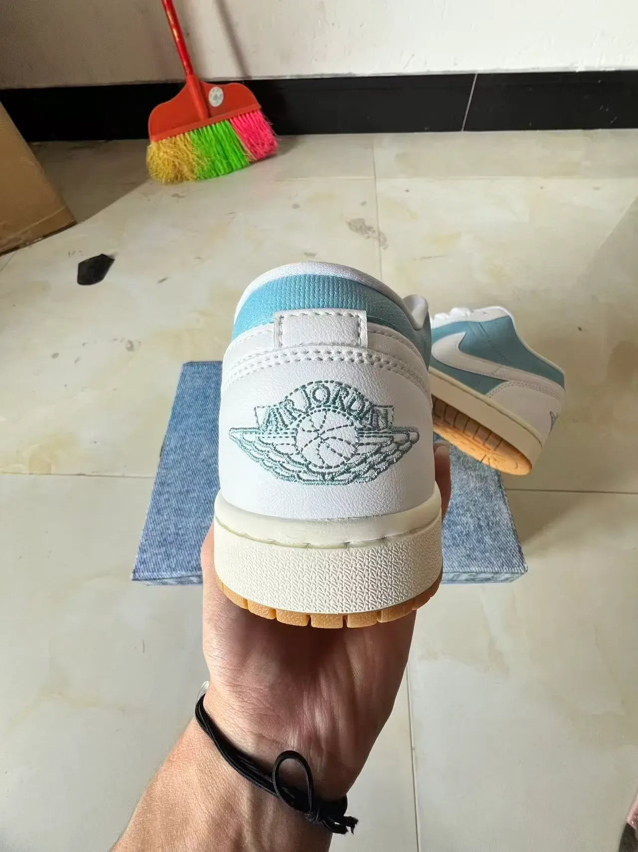 Nike Dunk Low Light Blue and White Denim-Textured Lifestyle Sneakers 8