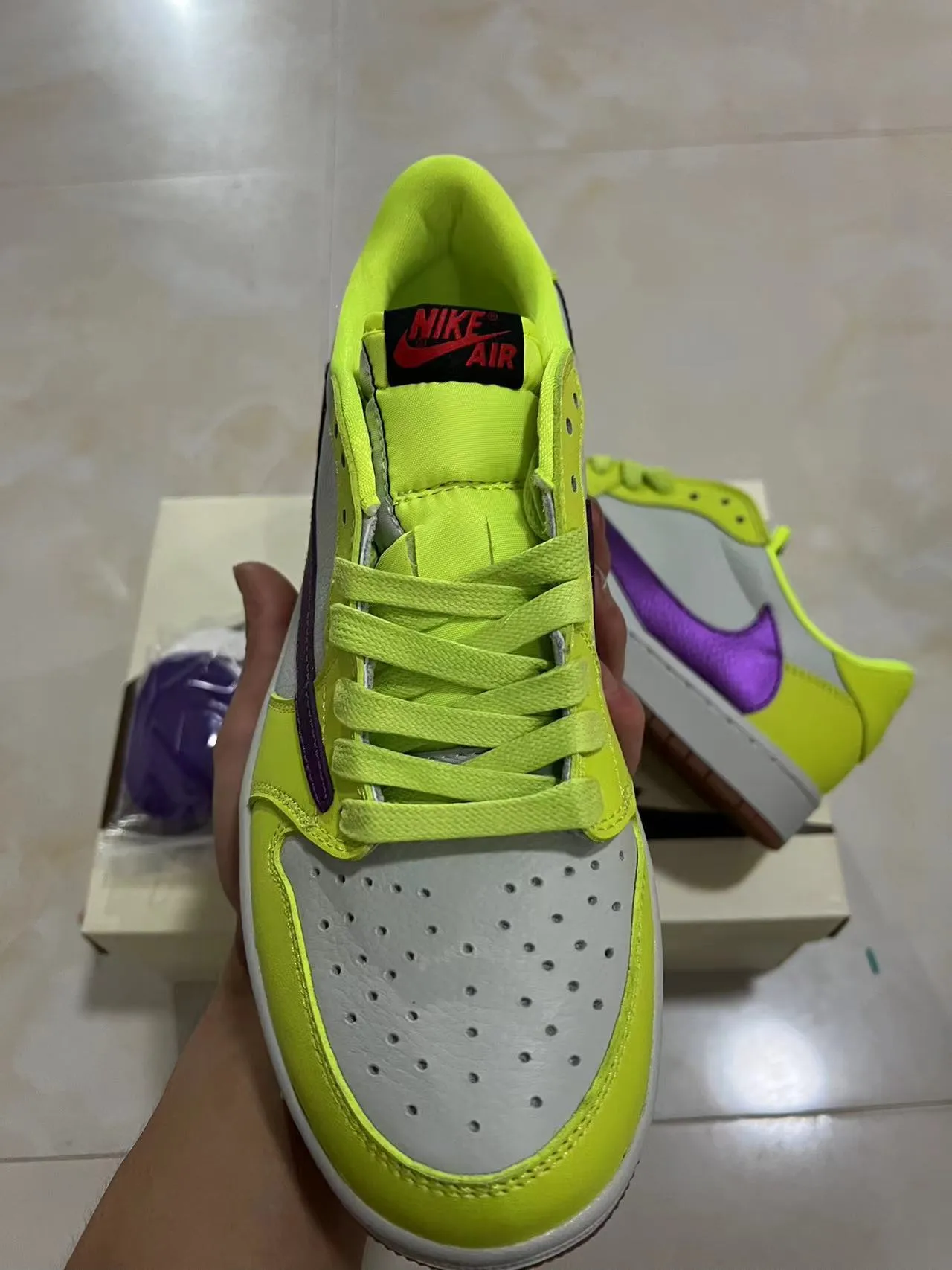 Nike Dunk Low Neon Yellow Purple Metallic Lifestyle Sneakers 3