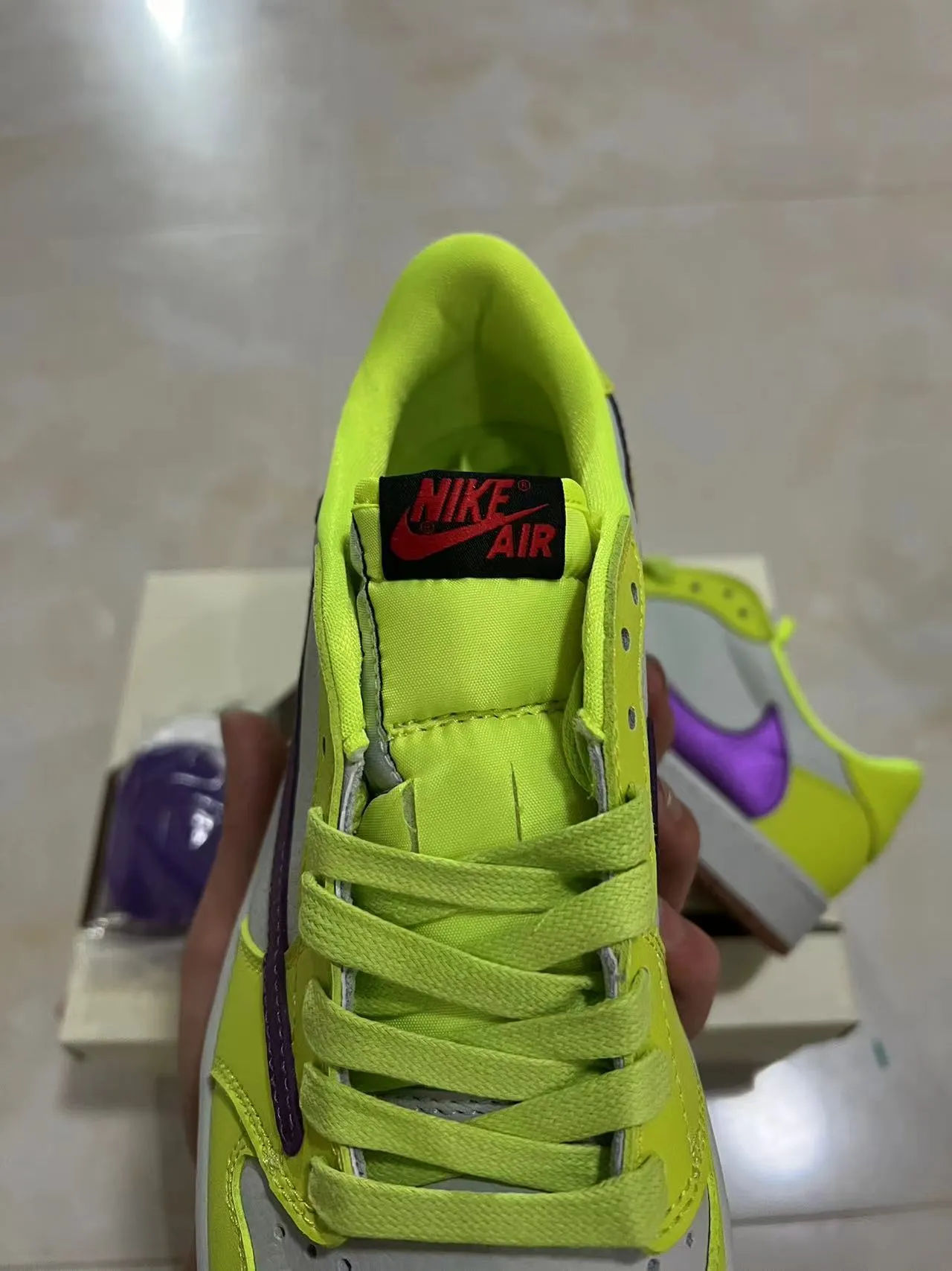 Nike Dunk Low Neon Yellow Purple Metallic Lifestyle Sneakers 4