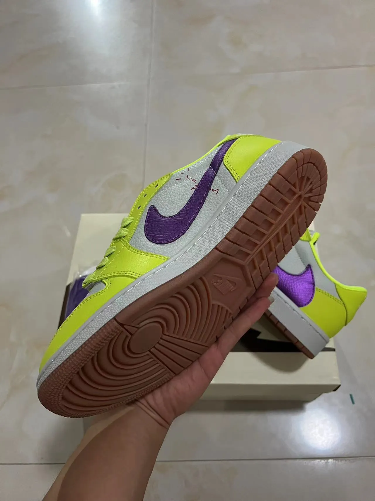 Nike Dunk Low Neon Yellow Purple Metallic Lifestyle Sneakers 5