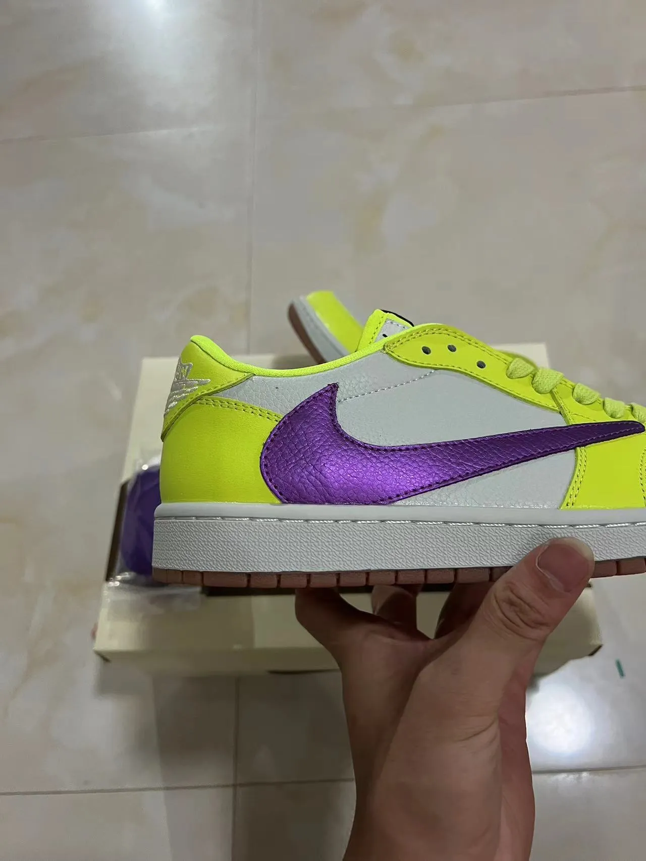 Nike Dunk Low Neon Yellow Purple Metallic Lifestyle Sneakers 6