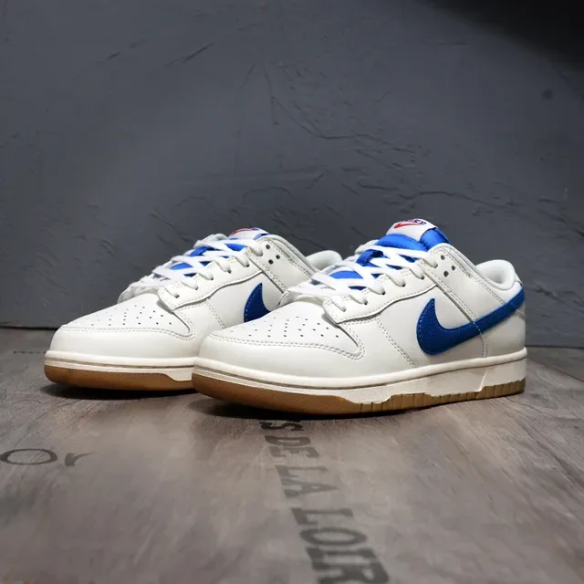 Nike Dunk Low White and Royal Blue Lifestyle Sneakers 4