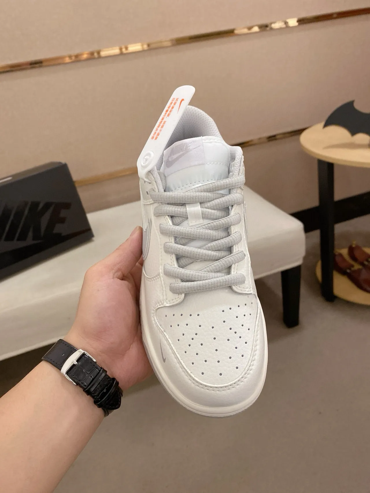 Nike Dunk Low White Gray Supreme Skateboard Shoes 2