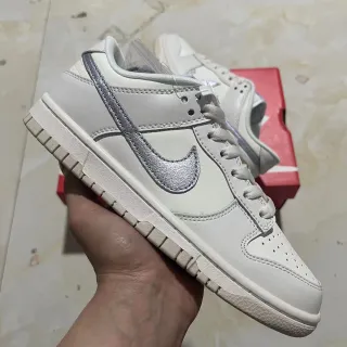 Nike Dunk Low White Metallic Silver Lifestyle Sneakers