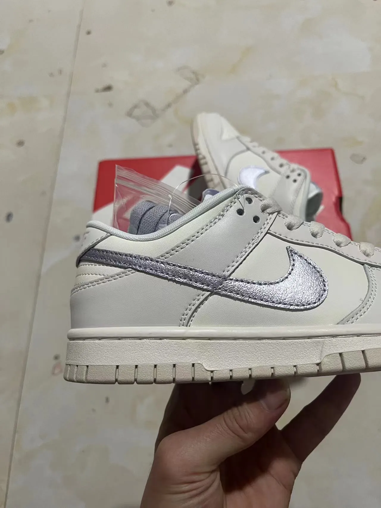 Nike Dunk Low White Metallic Silver Lifestyle Sneakers 7