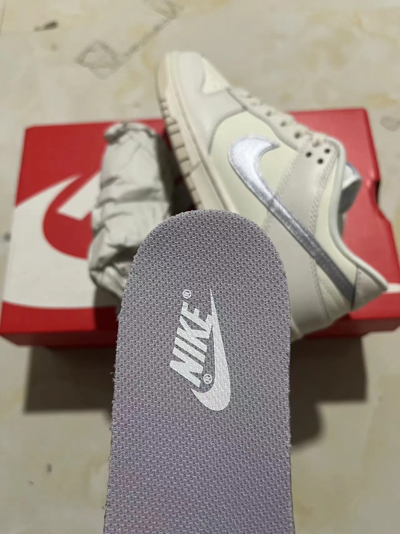 Nike Dunk Low White Metallic Silver Lifestyle Sneakers 10