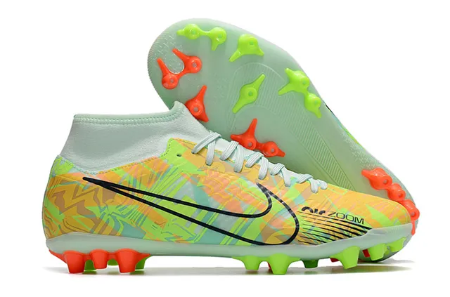 Nike Dourado Preto Metálico Cobre Superior Alto-Corte Colar de Meia Campo Firme Tênis de Futebol 8