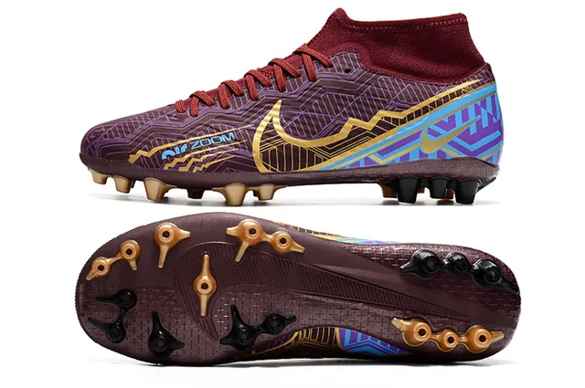 Nike Dourado Preto Metálico Cobre Superior Alto-Corte Colar de Meia Campo Firme Tênis de Futebol 21