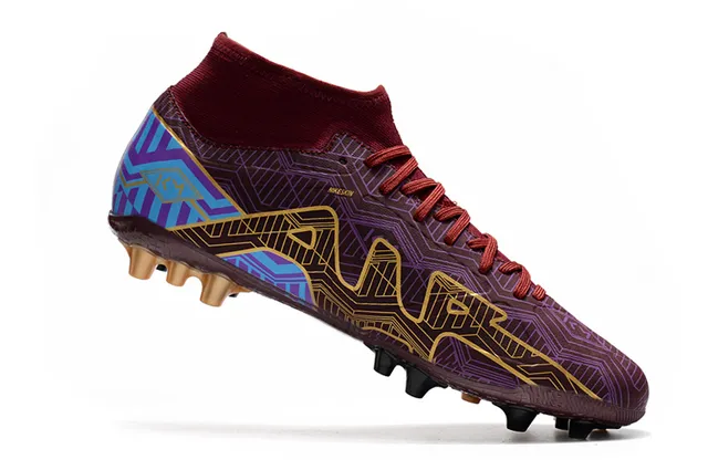 Nike Dourado Preto Metálico Cobre Superior Alto-Corte Colar de Meia Campo Firme Tênis de Futebol 22