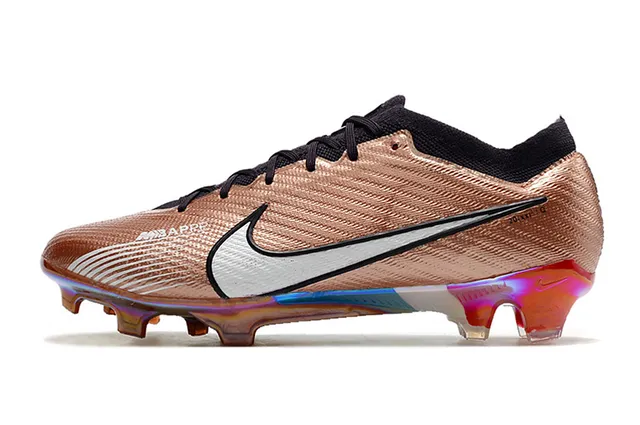 Nike Chaussures de football avec partie supérieure or bleu métallique cuivre plaque de semelle iridiscente terrain ferme 20