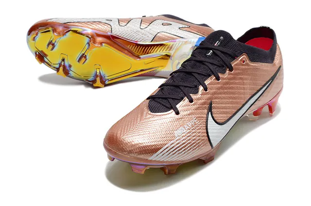 Nike Chaussures de football avec partie supérieure or bleu métallique cuivre plaque de semelle iridiscente terrain ferme 21