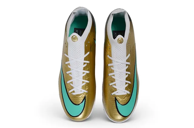 Nike Chaussures de football turf dessus synthétique métallique or bleu talón dégradé 11