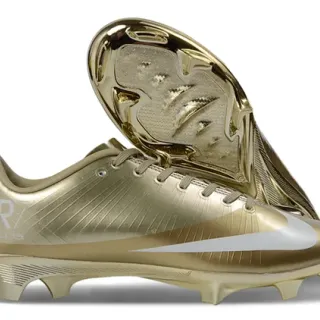 Nike Gold White Metallic Finish Low-Cut Bootie Construction Firm-Ground Soccer Shoes