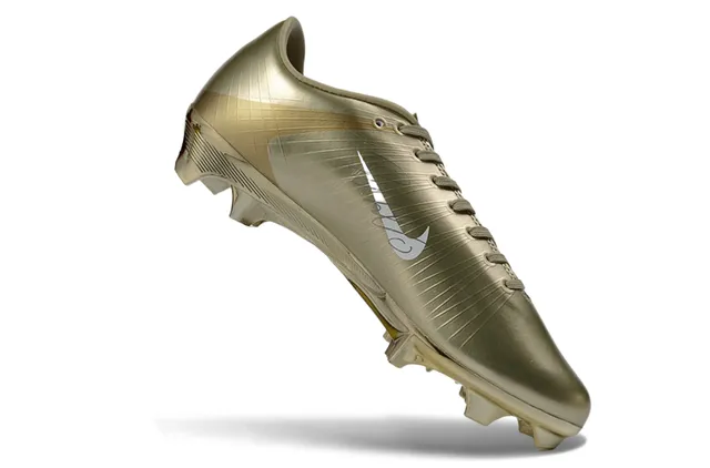 Nike Gold White Metallic Finish Low-Cut Bootie Construction Firm-Ground Soccer Shoes 2