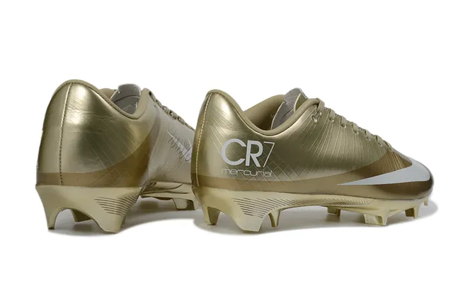 Nike Gold White Metallic Finish Low-Cut Bootie Construction Firm-Ground Soccer Shoes 5